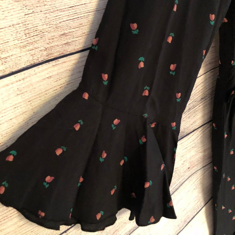 Loft Tulip Print Ruffle Hem Sleeve Midi Dress - Picture 4 of 6